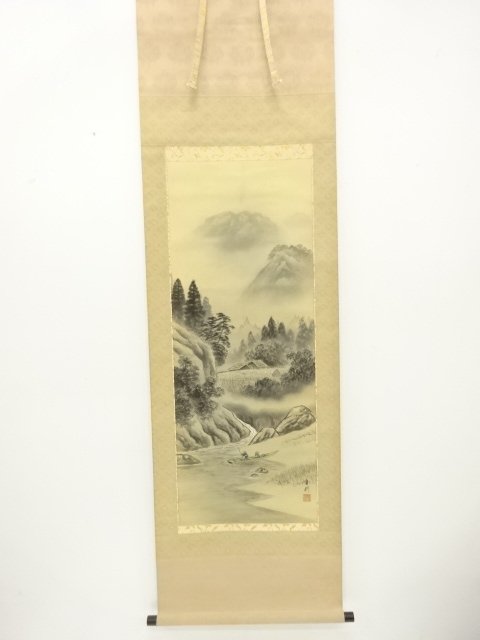 JAPANESE COLLECTIBLE / HANGING SCROLL BY SHIGENORI / INK / LANDSCAPE /